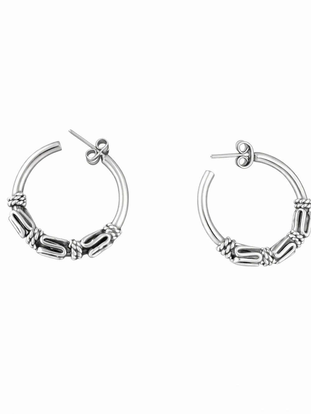 Vintage Sterling Abstract Hoops‎